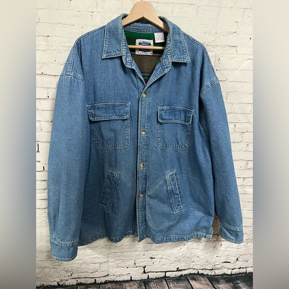 Vintage Reservoir Sportswear Jacket Men XL Jean Denim Flannel Lined Work Shacket - Picture 2 of 13